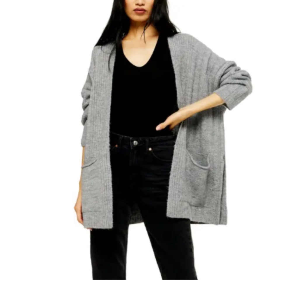 Topshop long grey cardigan